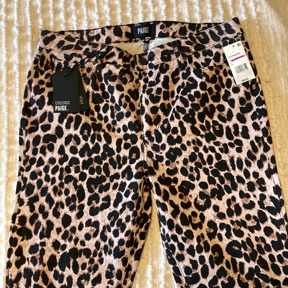 Paige Hoxton Leopard Denim Skinny Pants Printed